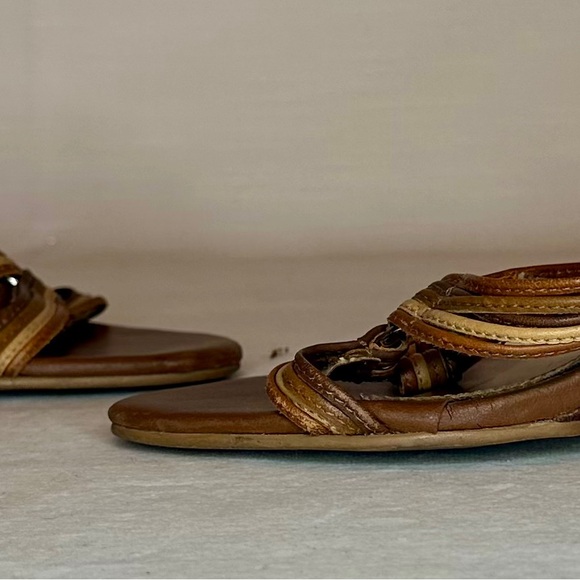 Hillard & Hanson Vintage Y2K Brown Wedge Sandal Leather Upper Made In Brazil 7.5 - Picture 6 of 9